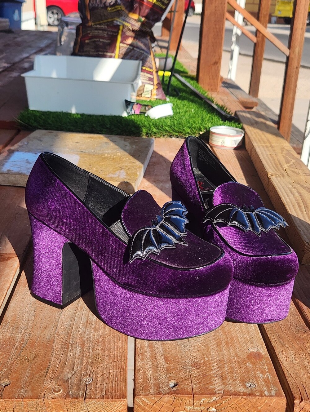 Strange Cult Purple Bat Platform Shoes Womens Size 7